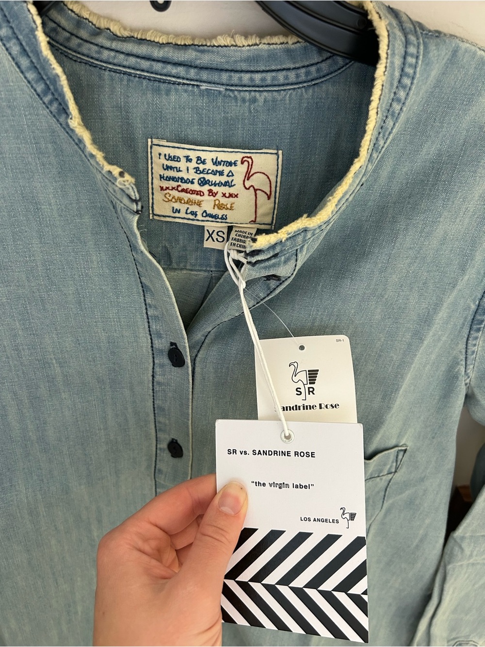 Light Wash Denim Button-Down Shirt - Picture 2 of 5